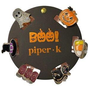 Piper K Boo! Halloween Small Hair Clips with Pave Set Rhinestone Ghost
